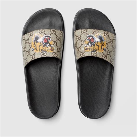 mens gucci slides on sale|gucci tiger slides men's.